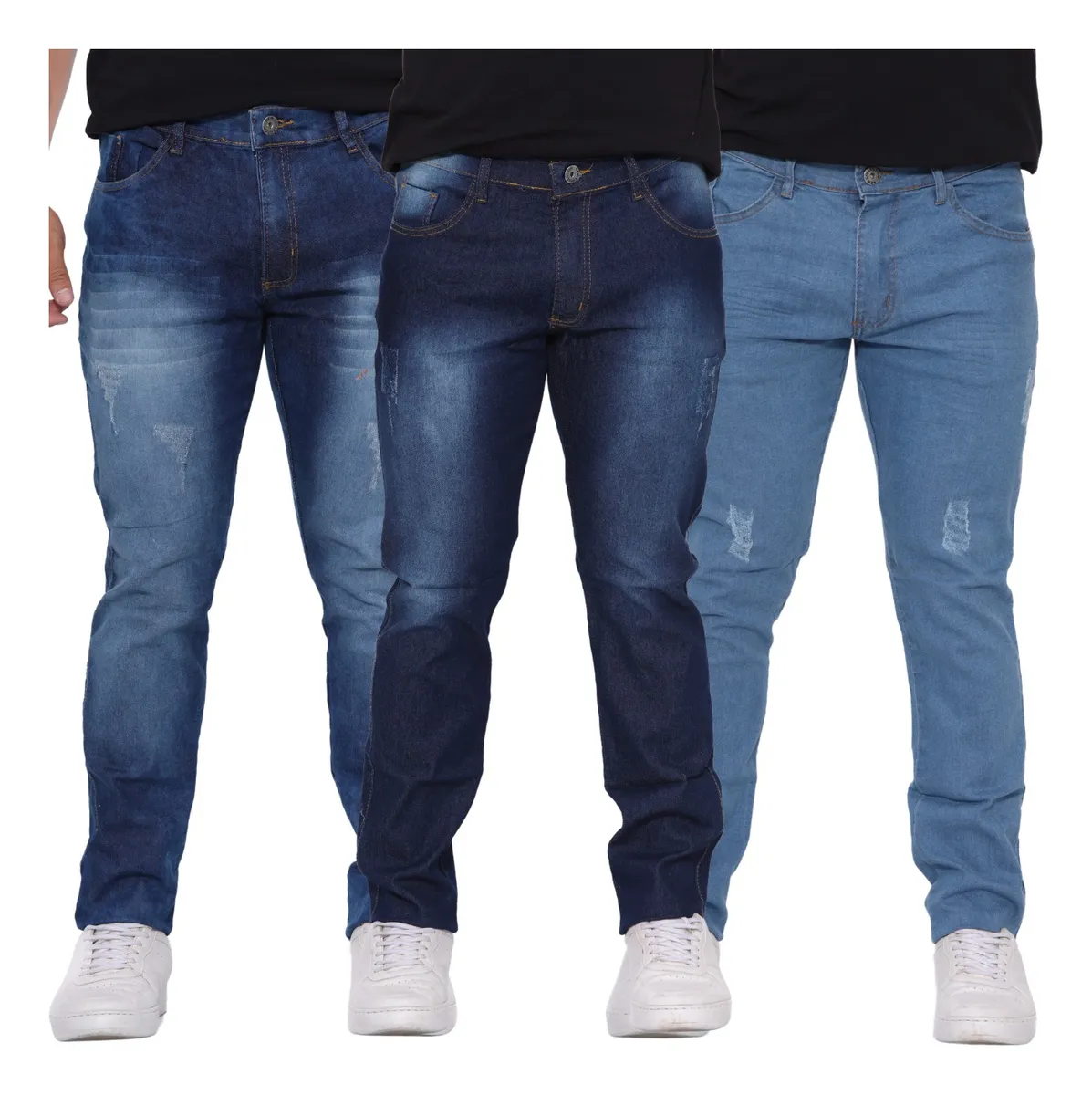 Kit 3 Calças Masculina C Laycra Skinny Tamanhos 34 Ao 56