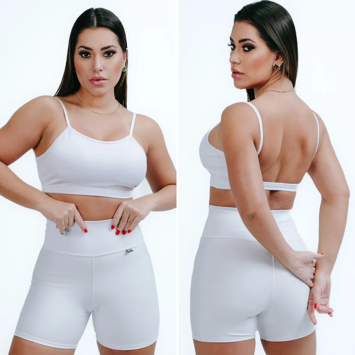 Conjunto Academia Shorts +top Alça Fitness Suplex Premium