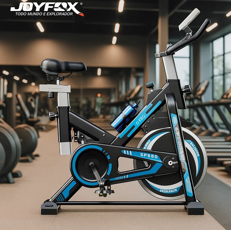 Joyfox Bicicleta Ergométrica para Spinning Mecanica 13kg Fitness Cor Preto/Azul
