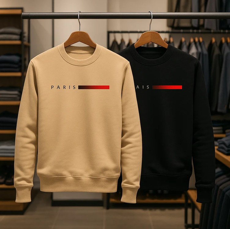 Moletom Masculino Gola Careca Flanelado Paris Suéter Frio