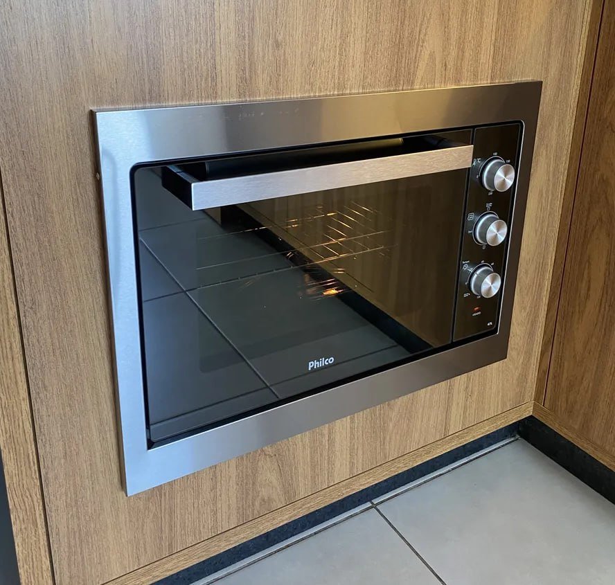Forno Elétrico De Embutir Philco Pfe47e Esmaltado Dupla Resi Cor Aço escovado