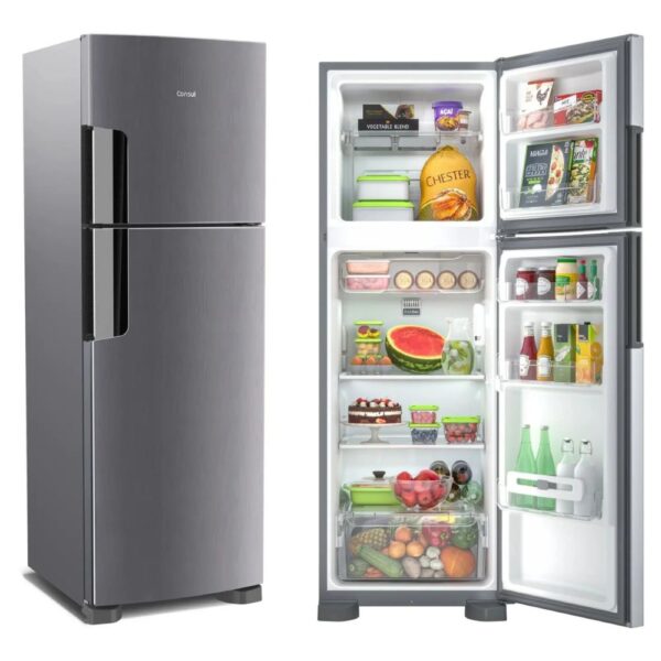 Geladeira Consul Frost Free Duplex 386 Litros com Altura Flex Cor Inox - CRM44AK