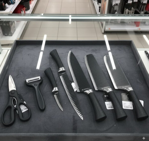 Kit Conjunto Jogo De Facas Antianderente Kit 6 Peças Chef Cozinha Aço Inoxidável Churrasco - Prime