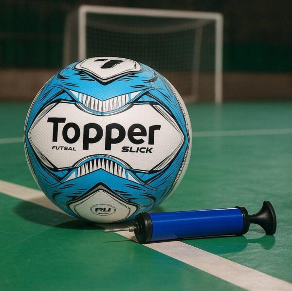 Bola Futsal Topper Slick Azul + Bomba de Ar