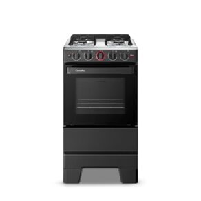 Fogão a Gás Mesa Inox Forno 50L Limpa Fácil e Acendimento Automático Esmaltec IDEAL Super F4IAP Cor Preto 4 bocas Bivolt