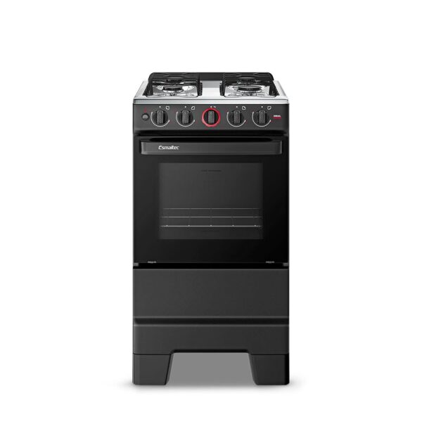 Fogão a Gás Mesa Inox Forno 50L Limpa Fácil e Acendimento Automático Esmaltec IDEAL Super F4IAP Cor Preto 4 bocas Bivolt