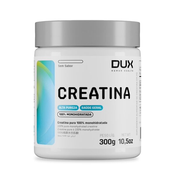 Creatina Monohidratada Sem Sabor - Pote 300g - Suplementação Treino Academia, Ganho Muscular Hipertrofia, Força Energia Resistência, Suplementos Naturais - DUX HUMAN HEALTH