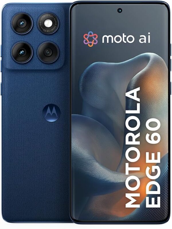 Smartphone Motorola Edge 60 5G - 512GB 24GB (12GB RAM+12GB Ram Boost) Tela Quad-Curve moto AI 50MP Sony Camera ultrarresistencia militar IP68 + IP69 - Azul Marinho