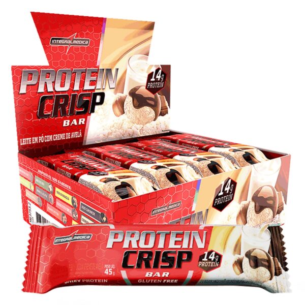 Integralmedica - Barra de Proteína Whey Protein Crisp Bar Creme de Avelã - Snack Proteíco - Pré e Pós-Treino - Display com 12 Unidades