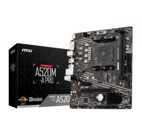 Placa Mãe MSI A520M-A PRO (AM4/2xDDR4/HDMI/DVI-D/M.2/USB 3.2)