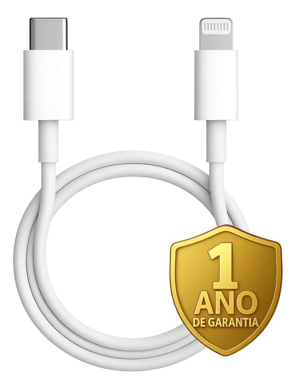 Cabo Carregador Turbo Compativel Com iPhone 8 Plus X Xr 11 12 13 14 Pro Max Branco Tipo C - Fast.