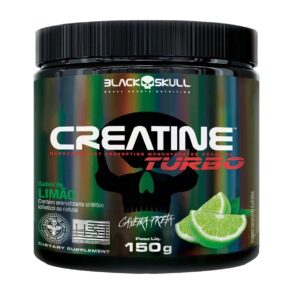 Creatine Turbo BlackSkull - Creatina Monohidratada em pó, com carboidrato para melhor absorção e performance (150g Pote, Limão)