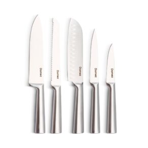 DOMEZ Jogo de 5 Facas Inox 4Cr13 | Conjunto de Facas de Cozinha Profissional | Faca Chef, Faca de Pão e Faca Churrasco | Design Ergonômico e Resistente à Ferrugem