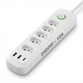 Régua de Energia com 5 Tomadas Usb Tipo C Cabo 2m Filtro de Linha Bivolt