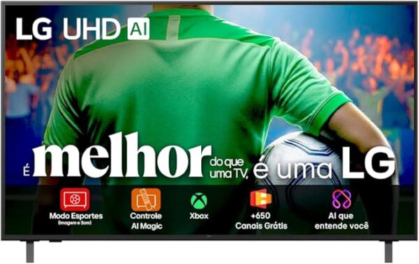 Smart TV 4K 50" LG UHD 50UA85 Processador α7 AI Ger8 4K Super Upscaling Google Cast Alexa Integrado Controle AI Smart Magic WebOS 25