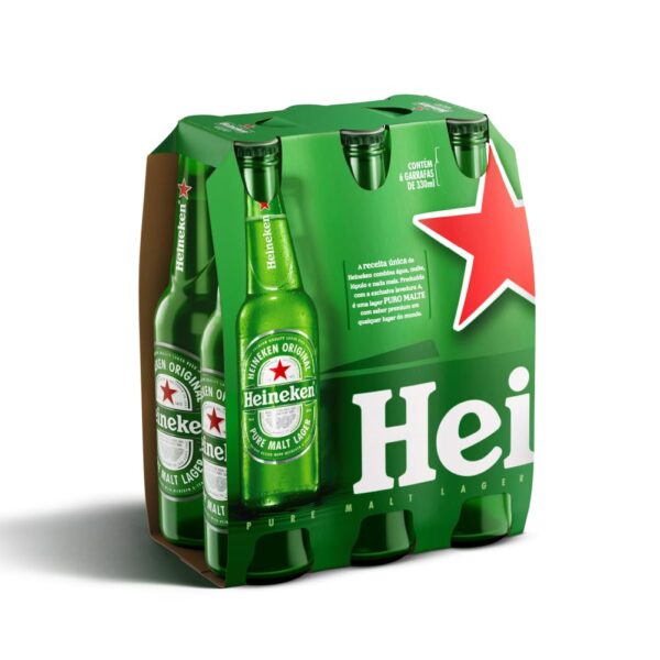 Cerveja Heineken Long Neck, Pack 6 unidades, 330Ml