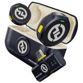 Hollyland Lark M2 Microfone Lapela Sem Fio, Compatível com Android, iPhone 15, Cancelamento de Ruído Inteligente, Transmissão Sem Fio de 300M, 30 H Duração de Bateria, Ideal para Vlog-Preto