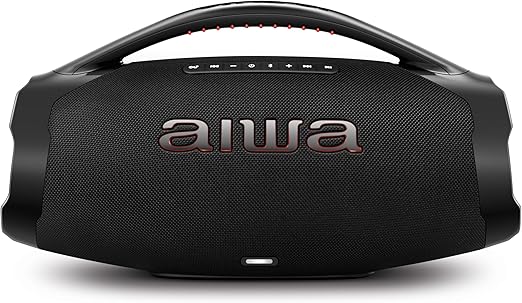 Caixa de Som Boombox Plus AIWA BBS-01-B 200W Bluetooth 5.3-200W RMS - 30 Horas de Bateria - Resistente à Poeira e Água - Preto