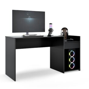 Mesa para Computador PC Gamer Com Gaveta Nicho Escrivaninha Eros (Preto)