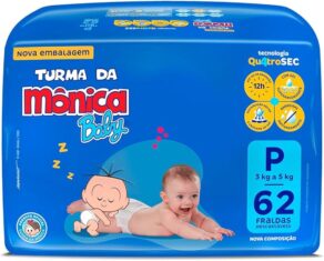 Fralda Turma da Mônica Baby Mega P 62 Unidades
