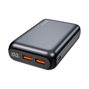 Geonav Power Bank, Carregador Portátil Universal 20.000mAh, USB-A (até 18W) + USB-C (até 20W), Compacto, Carregamento Rápido, Pass Through, Led Indicador de Bateria, PB20K20WSG, Cinza espacial