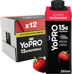 YoPRO Bebida Láctea UHT Morango 15g de proteínas 250ml - 12 unidades