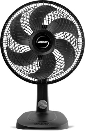 Ventilador de Mesa Mallory Turbo Compact 30 cm, Silencioso, Hélice de 6 pás, Grade Especial em Sistema TS, Máxima Vazão e Mínimo Ruído -127V