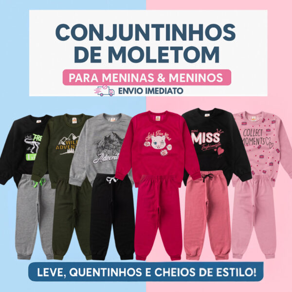 Conjunto moleton masculino e feminino de inverno infantil moda infantil barato