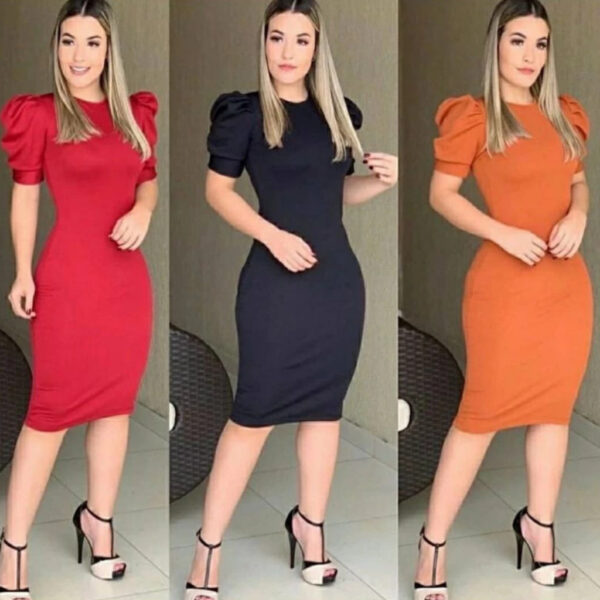 Vestido Midi Evangelico Manga Princesa Casual Elegante Verão 2026 P ao GG