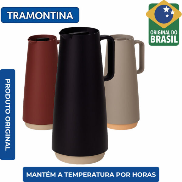 Bule Térmico Tramontina Café e Chá 1L Garrafa Qualidade Plástico Premium Quente por Horas