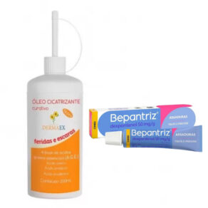 Óleo Dermaex 200ml + Bepantriz Pomada 30g – Cuidados Dermatológicos, Hidratação e Cicatrização