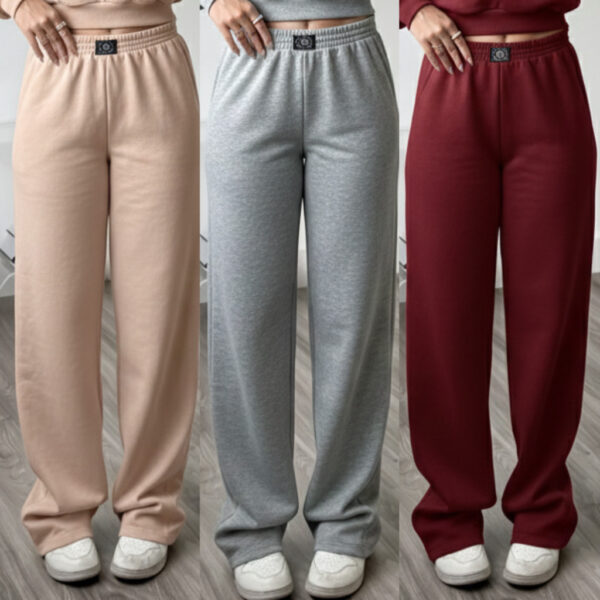 Calça Pantalona Feminina Cintura Alta no moletom Calça Wide Leg Moletom Feminina calça feminina larga