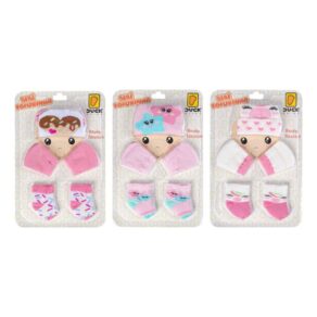 Combo Meia Luva Touca Kit 3 conjunto para Bebê Recém Nascido 0 a 03 meses