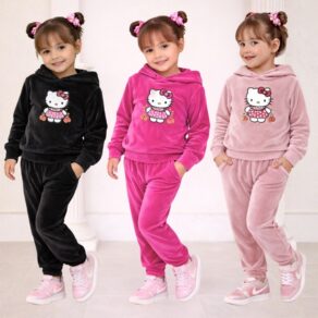 Conjunto Infantil Veludo Menina Macio Inverno