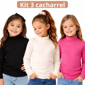 Kit 3 Blusas Cacharrel Infantil Feminino - Kit Sortido Cacharrel de Menina