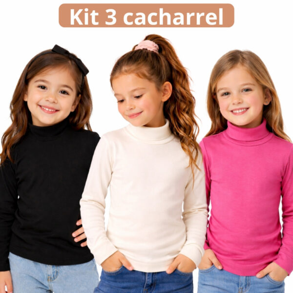 Kit 3 Blusas Cacharrel Infantil Feminino - Kit Sortido Cacharrel de Menina