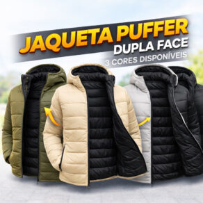 Jaqueta Puffer Dupla Face Masculina Bobojaco Impermeável Corta Vento Inverno