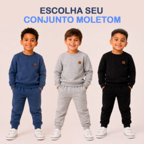 Conjunto Moletom Menino Liso Moderno Inverno Quantinho Estiloso