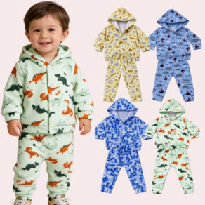 Kit 4 Peças Conjunto Soft Estampado Menino Infantil Bebê Frio Menino (2 Conjuntos)