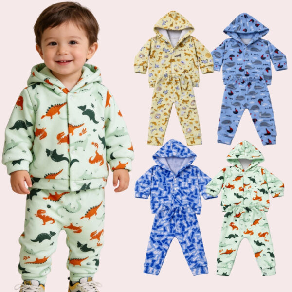 Kit 4 Peças Conjunto Soft Estampado Menino Infantil Bebê Frio Menino (2 Conjuntos)