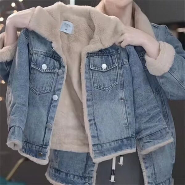 Meninas Jaqueta Jeans Grossa Inverno Quente Acolchoado Casaco Crianças Lapela Solta Outerwear Novas Parkas Casuais