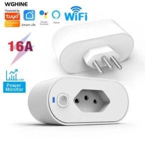 Adaptador 16A soquete Wi-Fi Tuya, Smart Life App Control, Alexa e Google Home, Adaptador de soquete