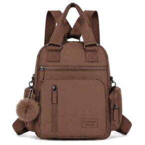 Bolsa Feminina Com Chaveiro Pompom e 6 Divisórias Transversal Impermeável Nylon Vira Mochila Tiracolo YC69#