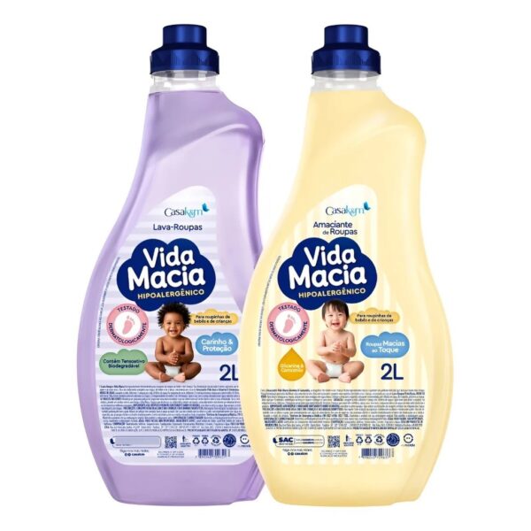 Lava Roupas Vida Macia Amêndoas + Amaciante Camomlla 2l