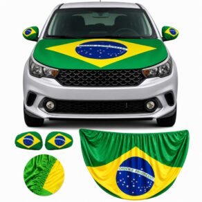 Kit Bandeira do Brasil para Capô de Carro + Capa para Retrovisor com Elástico Tamanho Universal