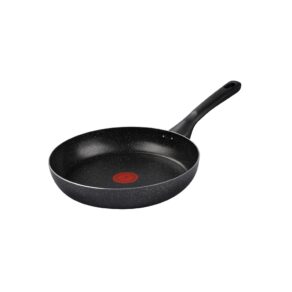 Frigideira Rochedo Stone Pro 24cm Preto com Efeito Pedra e Antiaderente Minerium, Alta Resistência e Durabilidade, Cabos Ergonômicos para Maior Segurança e Base Limpa Fácil