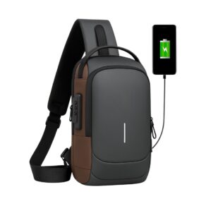 Mochila Transversal Masculina Mochila Feminina Unissex com cadeado à prova d água anti-roubo bolsa com porta de carregamento USB bolsa de ombro Impermeável Premium
