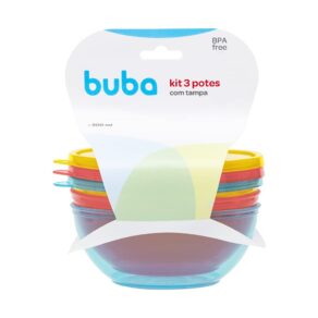 Buba, 16175, Kit 3 Potes Com Tampa, Colorido