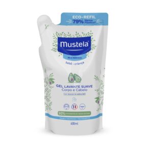 Mustela Refil Gel Lavante Suave 400ml - Sabonete Líquido Corpo e Cabelo para bebês e crianças – feito com 93% de ingredientes de origem natural - Mustela Bebê e Criança