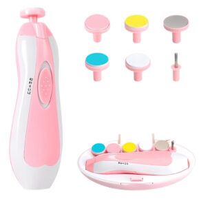 Cortador Aparador Lixa Unha Bebê Recém Nascido Elétrico Seguro Silencioso Luz Led Diversas Idades Kit Completo (Rosa) | Seguro, Silencioso, Luz LED, Diversas Idades, Kit Completo